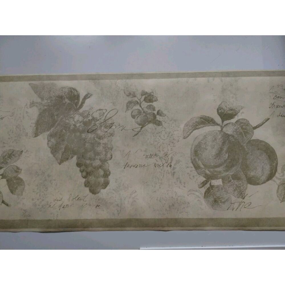 York Wallpaper Border 10.25" Yellow with Green Writing/Art - Touch of Gray 5 yds